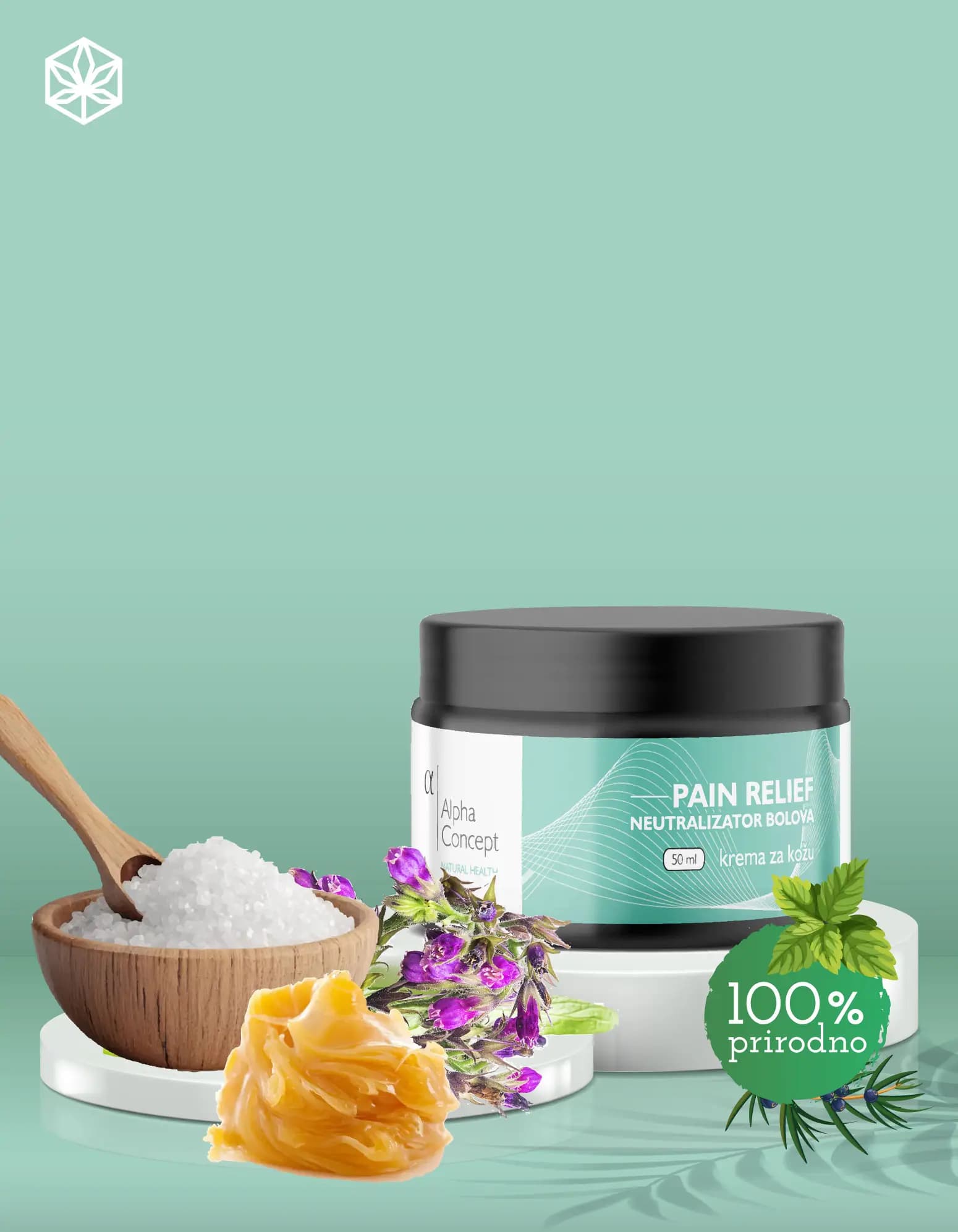 Alpha Concept Pain Relief krema za kožu od 50 ml u crnoj posudi