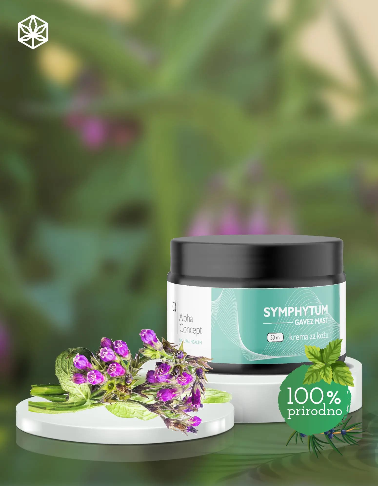 Alpha Concept Symphytum gavez mast, krema za kožu od 50 ml u crnoj posudi