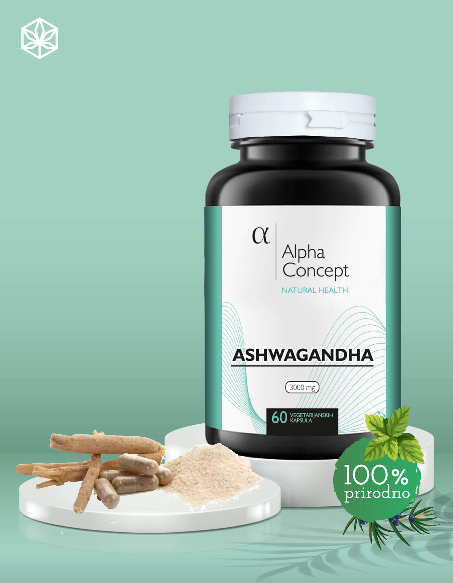 Alpha Concept Ashwagandha ekstrakt korijena, bočica sa 60 kapsula